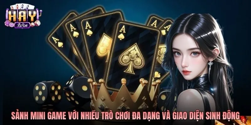 Sảnh mini game với nhiều trò chơi đa dạng và giao diện sinh động